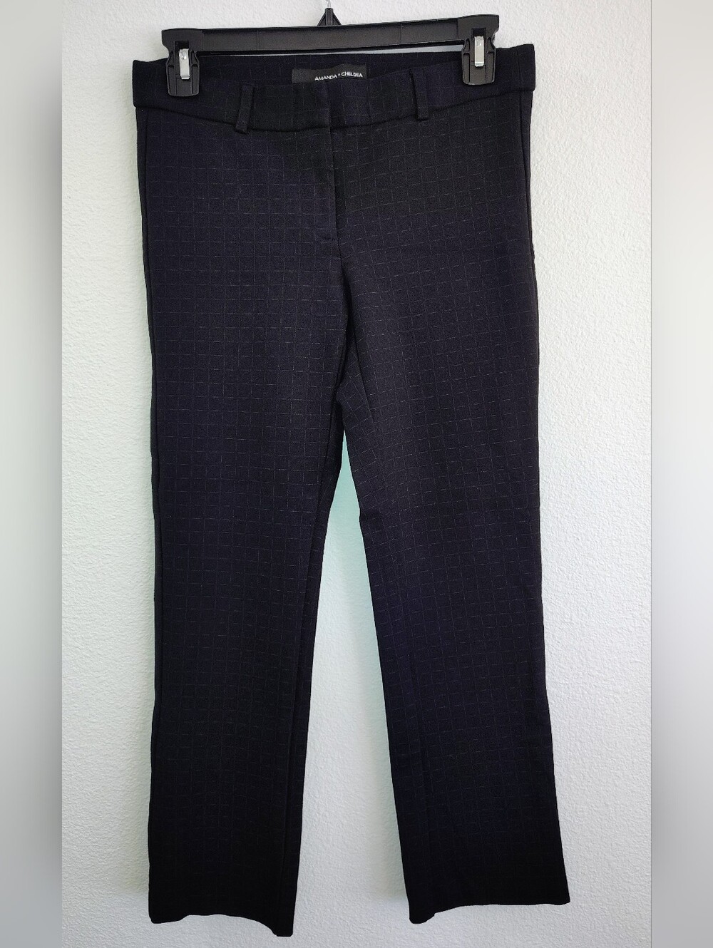 Amanda + Chelsea Black Pants Feature a Subtle Grid Pattern ~ Size 0 ~ EUC